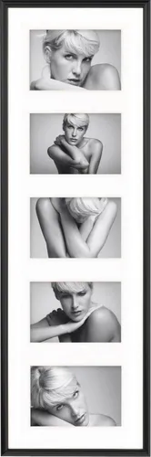 Walther Design Bilderrahmen schwarz 10x15 cm Galerie mit Passepartout - Kamera- & Fotozubehör, eleganter Kunststoffrahmen mit Halbrundprofil und Schrägschnittpassepartout für 5 Fotos im Format 10x15 cm.