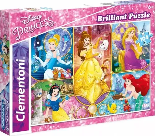 Puzzle 104 elementy. Brilliant. Księżniczki Disneya Clementoni 8005125201402