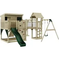 OutdoorToys Spielturm - Robuster Spielturm aus Holz in Dunkelgrün, ideal für Kinder ab 3 Jahren. Fördert Spaß und Bewegung im eigenen Garten!