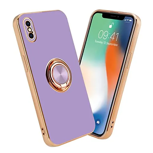 Cadorabo Hülle kompatibel mit Apple iPhone XS MAX Schutzhülle TPU Silikon Case mit Ring Design mit Kameraschutz Slim Kratzfest Weiche Gummi mit Rundumschutz Case Hülle für iPhone XS MAX in Lila