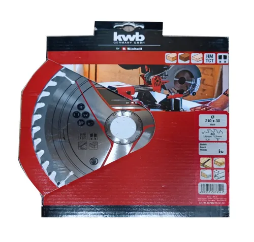 Original Einhell Kreissägeblatt 210x30 (Sägen-Zubehör, Ø 210 mm, Aufnahme 30 mm, 40 Zähne, Schnittbreite 1,8 mm, für Akku-Zug-Kapp-Gehrungssägen & Tischkreissägen)