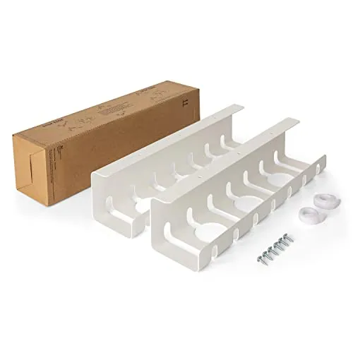Scanfield Kabelkanal 2er-Set - Metall-Kabelhalter für Schreibtisch - Kabelrinnen für ein ordentliches Kabelmanagement unter dem Schreibtisch, maximiert den Luftstrom und verhindert Überhitzung – ideal für Haushalte und Büros.
