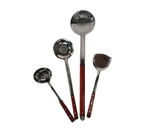 Grillpeter Grillbesteck-Set 4-tlg. mit Holzgriff - Grillbesteck Kategorie: Hochwertiges Edelstahl-Set mit ergonomischen Holzgriffen, ideal für Kasan Utschak Plow und Grillliebhaber.