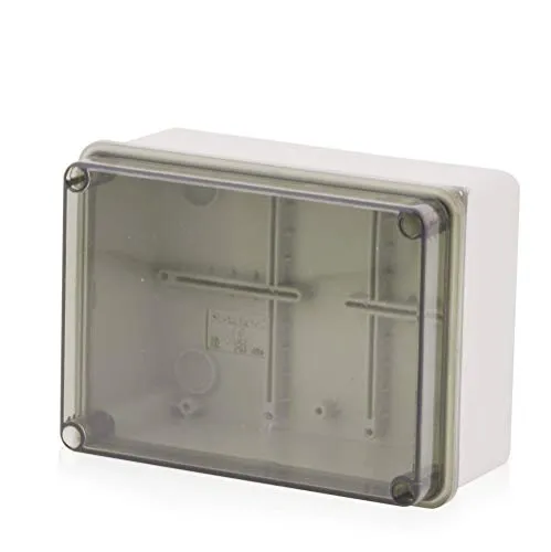 Aufputz Installationsgehäuse, Abzweigkasten Kunststoffgehäuse mit Schraube | 150x110x70mm | IP65 | Transparenter Deckel Verteilerkasten Leergehäuse Industriegehäuse, Abzweigdose, Schaltschrank