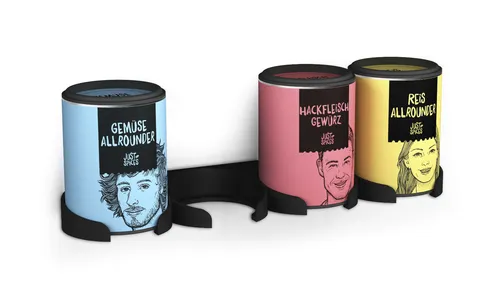 Gewürzregal für Just Spices, für 4 Gewürze, Schweberegal, Kleben oder Schrauben