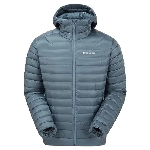 Montane Herren Daunenjacke mit Frostschutzhaube, Stein blau, M