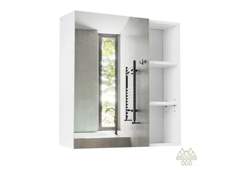 Mondeer Badezimmerspiegelschrank - Moderner Spiegelschrank in Weiß, 65x15x65 cm, mit praktischer Tropfschale für mehr Ordnung im Badezimmer.