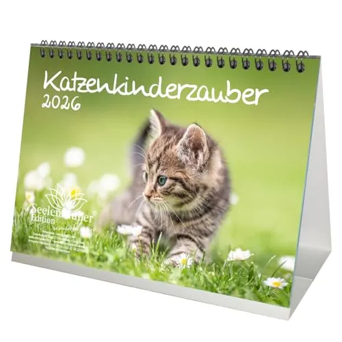 Katzenkinderzauber DIN A5 Tischkalender für 2026 Katzenkinder Katzenbabys - Seelenzauber