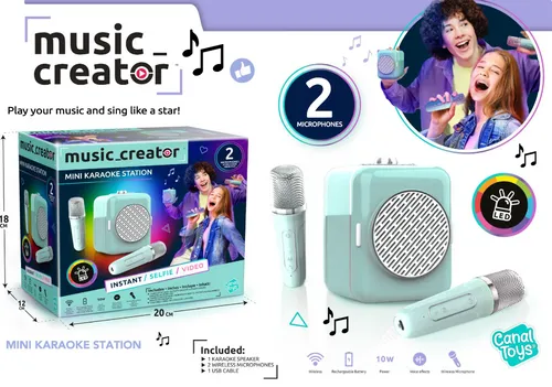 CANALTOYS INF044 MINI KARAOKE STATION - Bluetooth Karaoke Lautsprecher - All-in-One Karaoke-System mit Bluetooth-Funktion für kabellosen Musikgenuss und Spaß bei jeder Party!