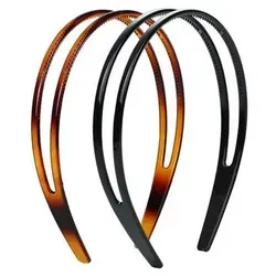 Hartplastik Zweireihiges Stirnband für Damen – 2 Stück Schwarz - Robuste Stirnbänder aus hochwertigem Kunststoffharz, leicht und langlebig. Das zweireihige Design sorgt für sicheren Halt und Komfort bei allen Aktivitäten. Ideal für den täglichen Gebrauch und verschiedene Anlässe.