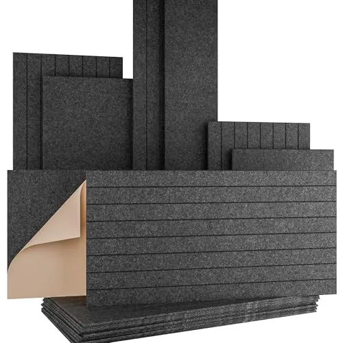 AKUSTIKO Akustikpaneele Selbstklebend 120x60cm - 4 Stück Graphit - 4 selbstklebende Akustikpaneele (2.88m²) in Graphit, ideal für Schallschutz und Raumakustik. Schnelle Montage ohne Werkzeug dank selbstklebender Rückseite, perfekt für eine stilvolle Wandgestaltung.