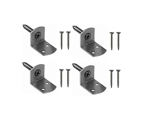 Gartenwelt Riegelsberger 4 STK. Edelstahlwinkel mit Kreutzschlitz Schraube L Winkel Zaun Beschlag Flechtzaunbeschlag Edelstahl Rostfrei TOP Preis