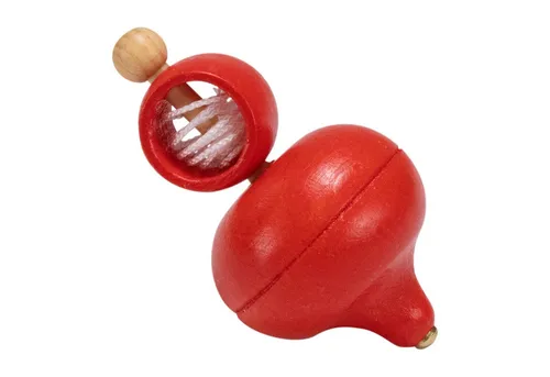 GICO Spielesammlung Roter Schnurkreisel aus Holz – selbstaufwickelnder Kreisel 6420-r