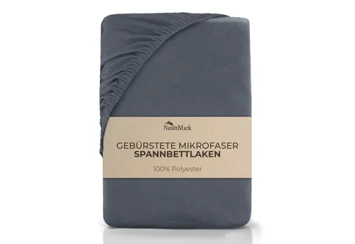 NatureMark Spannbettlaken Gebürstete Mikrofaser, Polyester, Gummizug: rundum, viele Größen und Farben Markenware (90x200 cm, Anthrazit grau)