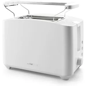 Clatronic TA 3801W Toaster Weiß - Kompakter 2-Scheiben-Toaster mit Cool Touch-Gehäuse, stufenlos einstellbarem Bräunungsgrad und abnehmbarem Brötchenaufsatz für vielseitige Frühstücksoptionen.