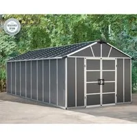 Palram Canopia Yukon Gerätehaus, grau - Gartenhäuser mit robusten Polycarbonat-Wänden und Aluminiumrahmen. Extrem wetterbeständig und wartungsfrei, ideal für die Lagerung im Freien.