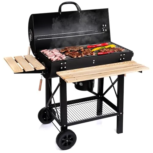 LEHMANN Holzkohlegrill XL mit Grillrost - Grillwagen mit großer Grillfläche und zusätzlichem Heizrost, ideal für Garten und Terrasse. Pulverbeschichtet für langanhaltenden Korrosionsschutz und einfache Reinigung.