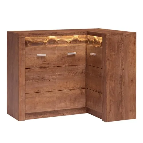 Lomadox Eckkommode Sideboard Eckschrank Kommode Wohnzimmerschrank Anrichte Aufbewahrunsschrank modern in braun