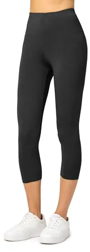 Merry Style Damen Leggings 3/4 Capri Leggings aus Viskose MS10-144 (Schwarz, 4XL)