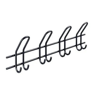 Hettich Garderobenleiste aus Stahl 4-reihig schwarz 16,5 x 57,5 cm - Praktische Garderobenleiste aus robustem Stahl, 4-reihig für optimale Platznutzung, ideal für die geordnete Aufbewahrung von Jacken und Mänteln.