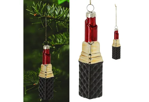 CEPEWA Christbaumschmuck Christbaumschmuck Lippenstift Glas 12x2,6cm bunt Baumschmuck Anhänger