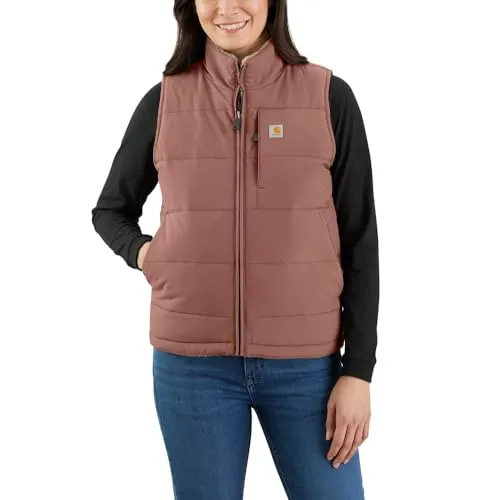 Carhartt Women's Relaxed Fit Montana Insulated Vest - Winterweste Gr M, warme Fleecefutter-Weste in Braun für Freizeitaktivitäten