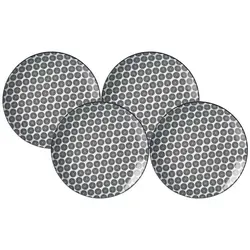 Ritzenhoff & Breker Takeo Circles Dessertteller 4er Set - Ø 21,5 cm - Teller Set aus Porzellan mit stylishem asiatischen Design, ideal für ein modernes Esszimmer. Spülmaschinengeeignet und perfekt zum Mix & Match.