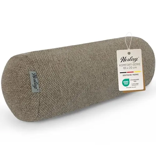Herlag Nackenrolle | Extra Lange Kissenrolle für Sofa & Bett - Kissen für vielseitige Nutzung: Ideal zur Entlastung der Beine oder als stützendes Kissen für Nacken. Mit abnehmbarem, waschbarem Bezug und Öko Tex 100 Zertifizierung.