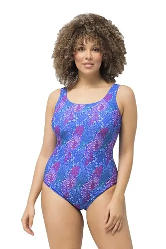 Ulla Popken Sportlicher Badeanzug in Stahlblau - Bademode in Größe 62/64, mit Bügel und Unterbrustband für optimalen Halt. OEKO-TEX® zertifiziert und ideal für aktive Schwimmerinnen.