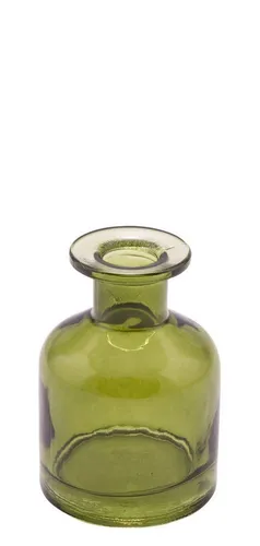 ZauberDeko Dekovase Vase Glasvase Grün Olive Klein Blumenvase Dekovase 6,5cm Ø und 10cm H