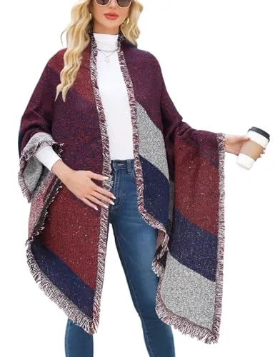 heekpek Damen Maedchen Langer Schal Deckenstoffschaln Schalcape Winter Schal mit Fransen und spitzen Enden Schal Oversize schals damen winter Stern schal oversized damenschal lang