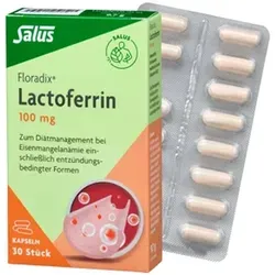 Floradix Lactoferrin 100 mg - 30 Kapseln - Arzneimittel zur Unterstützung bei Eisenmangelanämie, ideal auch für Schwangere und bei entzündungsbedingten Formen. Enthält hochwertiges Lactoferrin aus Kuhmilch.