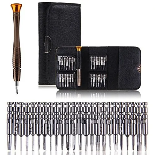VAKKI Präzisions-Schraubendreher-Set, Vakki Mini-Schraubendreher-Werkzeug-Set 25 in 1 mit Ledertasche für Handy, PC, Laptop, Uhr, Computer, elektronische Werkstätten, Brillenreparatur