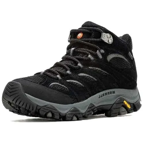 Merrell Damen Moab 3 MID GTX - Black/Grey Sneaker, 41 EU - Wanderschuhe mit atmungsaktivem Obermaterial aus Schweinsleder und 100% recycelten Schnürsenkeln, ideal für Outdoor-Abenteuer und optimalen Komfort.