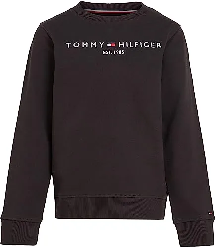 Tommy Hilfiger Kinder Unisex Sweatshirt Essential, Schwarz (Black), 10 Jahre - Sweatshirt für Jungen, ikonisches Design mit hohem Tragekomfort aus 100% Baumwolle, ideal für Alltag und Relaxen.