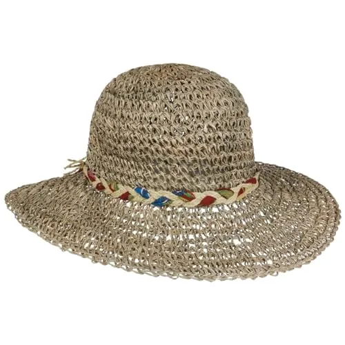 Lipodo Seegrashut Damen Sonnenhut Naturfarbener Hut aus 100% Stroh Made in EU Frühjahr Sommer Natur One Size