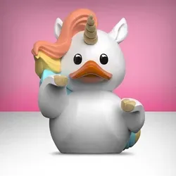 TUBBZ Erstausgabe: Einhorn Cosplaying-Gummiente Vinylfigur - Chibi Figuren und Popkultur-Sammlerstücke, ideal zum Ausstellen in der ikonischen Badewannen-Vitrine – ein Must-Have für Fans!