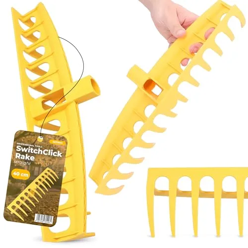 Rechen Laubbesen 40 cm Laubharke Rasenrechen Kunststoff Harke Gartenrechen Gartenbesen Heurechen Rechen Rasen 12 Zähne Stark ohne Stiel mit Stielhalter Widerstandsfähiger