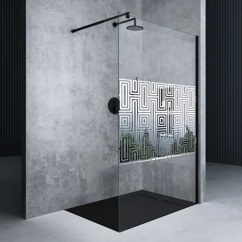 Mai & Mai Duschwand Schwarz - Walk-In Duschabtrennung - Moderne Duschwand aus 10mm ESG-Glas mit NANO-Beschichtung, flexibel einstellbarer Wandabstand von 80-120cm, einfache Montage und elegantes Design für Ihr Badezimmer.