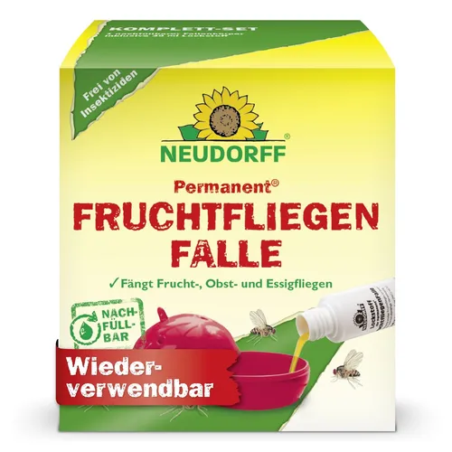 Neudorff Permanent FruchtfliegenFalle - Insektenköder & -fallen: Effektive Falle für Frucht-, Obst- und Essigfliegen, nachfüllbar und insektizidfrei – ideal für den Innenbereich.
