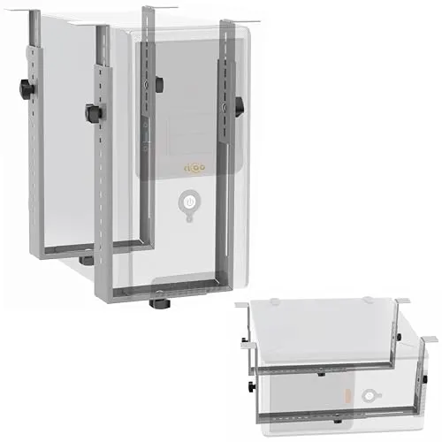 RICOO PC Halterung TRH02-S - Verstellbare Untertisch Halterung für Computer bis 35Kg, unterstützt die Kühlung und sorgt für mehr Platz auf dem Schreibtisch.