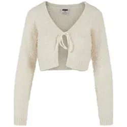 Urban Classics Damen Strickjacke Ladies Tied Cropped Feather Cardigan whitesand 4XL - Strickjacken für Damen mit sexy Formgebung: Tief ausgeschnitten, langärmlig und bauchfrei - ein tolles Fashion-Piece für jeden Anlass.