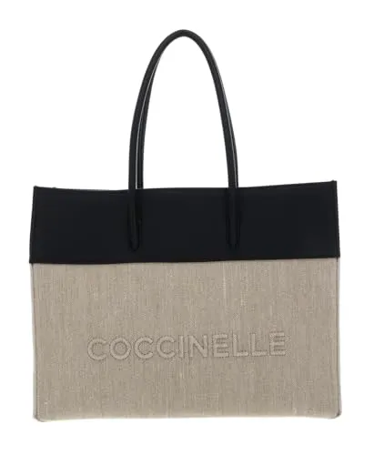 Coccinelle Myrtha Shopper natur/schwarz E1S91180201-846 - Umhängetasche aus hochwertigem Canvas, stilvolles Design in natur/schwarz, ideal für den Alltag und besondere Anlässe.