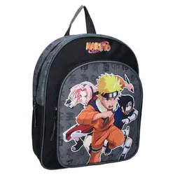 Naruto Rucksack Charaktere - 30 cm, schwarz, das perfekte Geschenk für jeden kleinen Naruto Fan mit 2 Fächern und robustem Polyester