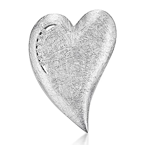 Materia Herz Ketten Anhänger Silber 925 mattiert mit Zirkonia KA-153-Ohne Kette