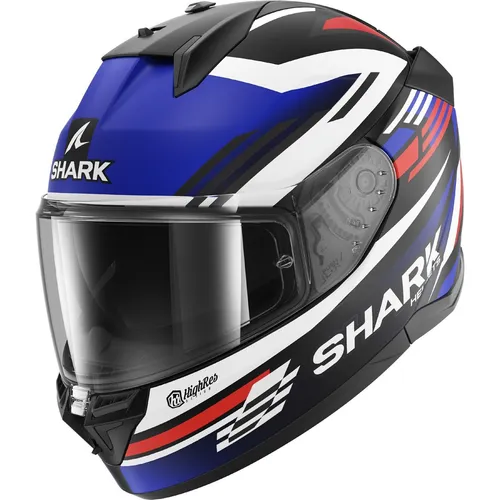 Shark D-SKWAL 3 Firstlap Motorradhelm in Schwarz/Blau/Rot, Größe L (59) - Motorradhelm für Onroad-Fahrten, mit optimaler Belüftung und kratzfestem Visier. Integriertes Sonnenvisier für besten Komfort.