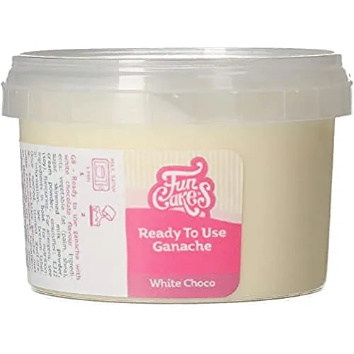 FunCakes Ready To Use Ganache Weiß Schoko, Geschmacksrichtung Weiße Schokolade, gebrauchsfertig zum Füllen von Torten, Cupcakes und anderen Leckereien, 260 g.
