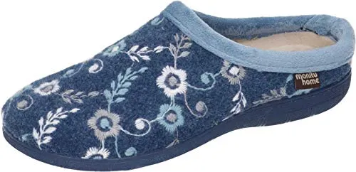 Manitu Home Damen 320679 Hausschuh, Blau, 42 EU