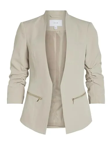 Vila Female Blazer VIJOY 3/4-Arm - Eleganter Blazer mit 3/4-Ärmeln und zwei praktischen Reißverschlusstaschen. Ideal für vielseitige Outfits. Hochwertige Materialkombination für optimalen Tragekomfort.
