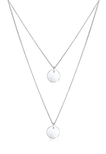 Elli Halskette Damen Plättchen Anhänger 2-lagig – 925 Sterling Silber Rosévergoldet - Ketten für Damen, handgefertigt aus hochwertigem 925 Sterling Silber, anlaufgeschützt und ideal als stilvolles Geschenk für besondere Anlässe.
